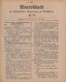 Amtsblatt der Königlichen Preußischen Regierung zu Bromberg, 5. Juni 1885, Nr. 23