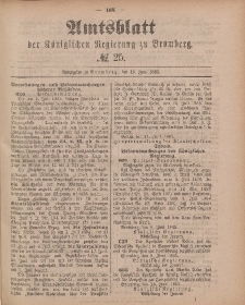 Amtsblatt der Königlichen Preußischen Regierung zu Bromberg, 19. Juni 1885, Nr. 25