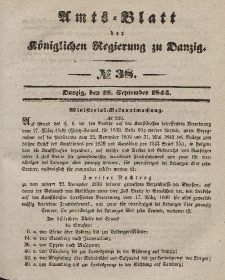 Amts-Blatt der Königlichen Regierung zu Danzig, 18. September 1844, Nr. 38