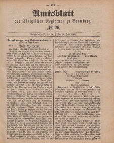 Amtsblatt der Königlichen Preußischen Regierung zu Bromberg, 26. Juni 1885, Nr. 26