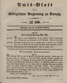Amts-Blatt der Königlichen Regierung zu Danzig, 2. Oktober 1844, Nr. 40