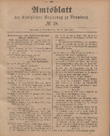 Amtsblatt der Königlichen Preußischen Regierung zu Bromberg, 10. Juli 1885, Nr. 28
