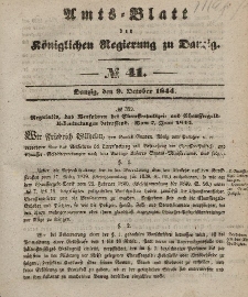 Amts-Blatt der Königlichen Regierung zu Danzig, 9. Oktober 1844, Nr. 41