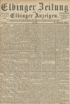 Elbinger Zeitung und Elbinger Anzeigen, Nr. 265 Freitag 12. November 1886