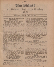 Amtsblatt der Königlichen Preußischen Regierung zu Bromberg, 31. Juli 1885, Nr. 31