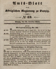 Amts-Blatt der Königlichen Regierung zu Danzig, 23. Oktober 1844, Nr. 43