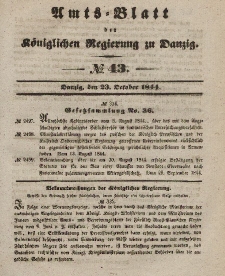 Amts-Blatt der Königlichen Regierung zu Danzig, 23. Oktober 1844, Nr. 43
