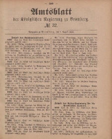 Amtsblatt der Königlichen Preußischen Regierung zu Bromberg, 7. August 1885, Nr. 32