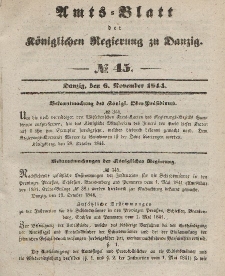 Amts-Blatt der Königlichen Regierung zu Danzig, 6. November 1844, Nr. 45
