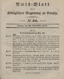 Amts-Blatt der Königlichen Regierung zu Danzig, 13. November 1844, Nr. 46