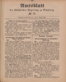 Amtsblatt der Königlichen Preußischen Regierung zu Bromberg, 21. August 1885, Nr. 34