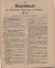 Amtsblatt der Königlichen Preußischen Regierung zu Bromberg, 4. September 1885, Nr. 36