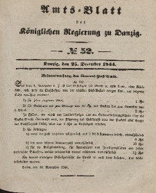Amts-Blatt der Königlichen Regierung zu Danzig, 25. Dezember 1844, Nr. 52