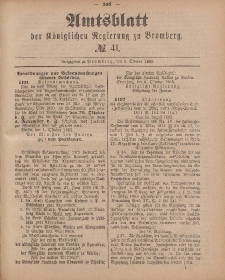 Amtsblatt der Königlichen Preußischen Regierung zu Bromberg, 9. Oktober 1885, Nr. 41