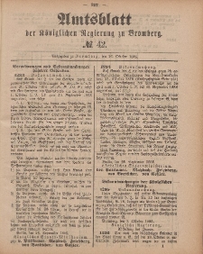 Amtsblatt der Königlichen Preußischen Regierung zu Bromberg, 16. Oktober 1885, Nr. 42