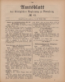 Amtsblatt der Königlichen Preußischen Regierung zu Bromberg, 23. Oktober 1885, Nr. 43