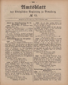 Amtsblatt der Königlichen Preußischen Regierung zu Bromberg, 6. November 1885, Nr. 45