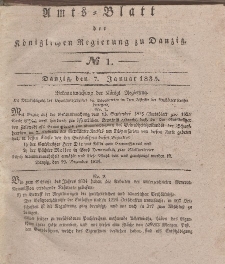 Amts-Blatt der Königlichen Regierung zu Danzig, 7. Januar 1835, Nr. 1