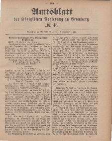 Amtsblatt der Königlichen Preußischen Regierung zu Bromberg, 13. November 1885, Nr. 46