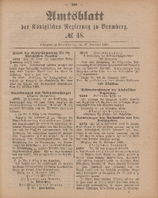 Amtsblatt der Königlichen Preußischen Regierung zu Bromberg, 27. November 1885, Nr. 48