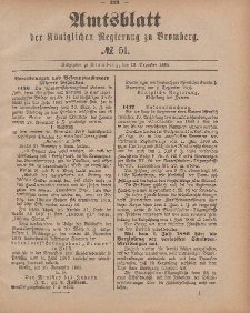 Amtsblatt der Königlichen Preußischen Regierung zu Bromberg, 18. Dezember 1885, Nr. 51