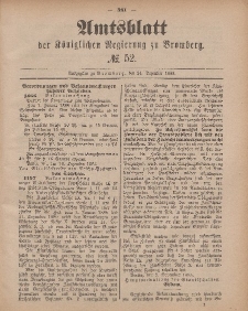 Amtsblatt der Königlichen Preußischen Regierung zu Bromberg, 24. Dezember 1885, Nr. 52