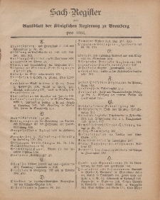 Amtsblatt der Königlichen Preußischen Regierung zu Bromberg, 1885 (Sach-Register)