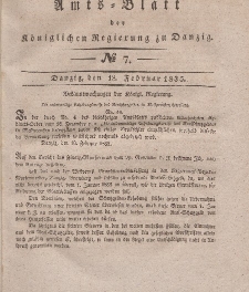 Amts-Blatt der Königlichen Regierung zu Danzig, 18. Februar 1835, Nr. 7
