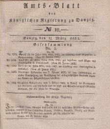 Amts-Blatt der Königlichen Regierung zu Danzig, 11. März 1835, Nr. 10
