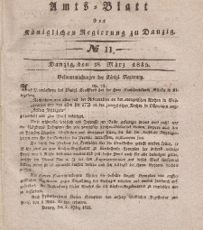 Amts-Blatt der Königlichen Regierung zu Danzig, 18. März 1835, Nr. 11