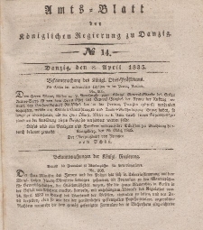 Amts-Blatt der Königlichen Regierung zu Danzig, 8. April 1835, Nr. 14