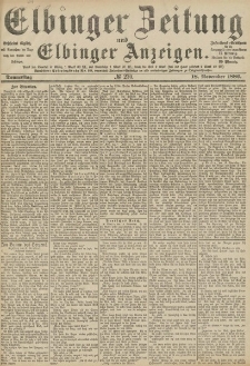 Elbinger Zeitung und Elbinger Anzeigen, Nr. 270 Donnerstag 18. November 1886
