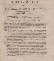 Amts-Blatt der Königlichen Regierung zu Danzig, 29. April 1835, Nr. 17