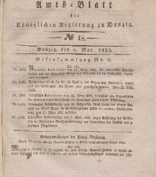 Amts-Blatt der Königlichen Regierung zu Danzig, 6. Mai 1835, Nr. 18
