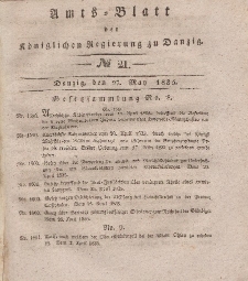 Amts-Blatt der Königlichen Regierung zu Danzig, 27. Mai 1835, Nr. 21