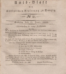 Amts-Blatt der Königlichen Regierung zu Danzig, 10. Juni 1835, Nr. 23