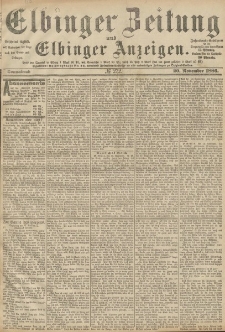 Elbinger Zeitung und Elbinger Anzeigen, Nr. 272 Sonnabend 20. November 1886