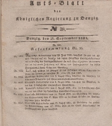 Amts-Blatt der Königlichen Regierung zu Danzig, 23. September 1835, Nr. 38