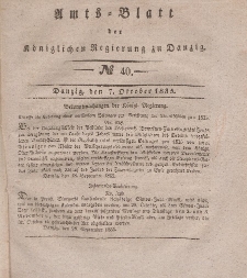 Amts-Blatt der Königlichen Regierung zu Danzig, 7. Oktober 1835, Nr. 40