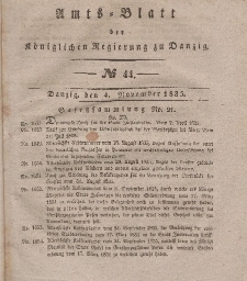 Amts-Blatt der Königlichen Regierung zu Danzig, 4. November 1835, Nr. 44