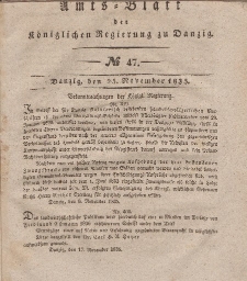 Amts-Blatt der Königlichen Regierung zu Danzig, 25. November 1835, Nr. 47