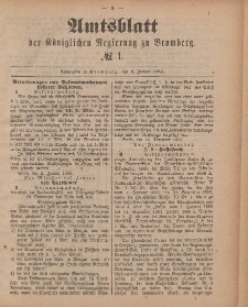 Amtsblatt der Königlichen Preußischen Regierung zu Bromberg, 6. Januar 1888, Nr. 1