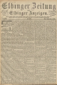 Elbinger Zeitung und Elbinger Anzeigen, Nr. 274 Dienstag 23. November 1886
