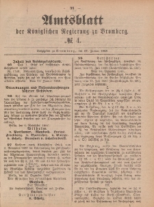 Amtsblatt der Königlichen Preußischen Regierung zu Bromberg, 27. Januar 1888, Nr. 4