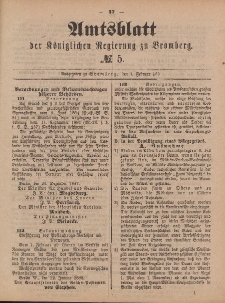 Amtsblatt der Königlichen Preußischen Regierung zu Bromberg, 3. Februar 1888, Nr. 5