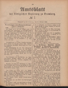 Amtsblatt der Königlichen Preußischen Regierung zu Bromberg, 17. Februar 1888, Nr. 7