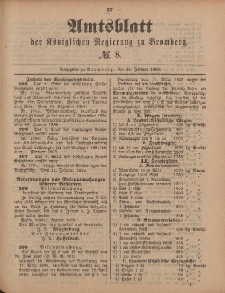 Amtsblatt der Königlichen Preußischen Regierung zu Bromberg, 24. Februar 1888, Nr. 8