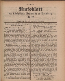 Amtsblatt der Königlichen Preußischen Regierung zu Bromberg, 23. März 1888, Nr. 12