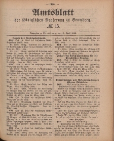 Amtsblatt der Königlichen Preußischen Regierung zu Bromberg, 13. April 1888, Nr. 15