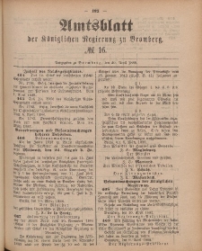 Amtsblatt der Königlichen Preußischen Regierung zu Bromberg, 20. April 1888, Nr. 16
